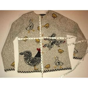 Northern Isles Sweater Cardigan M Chickens Button